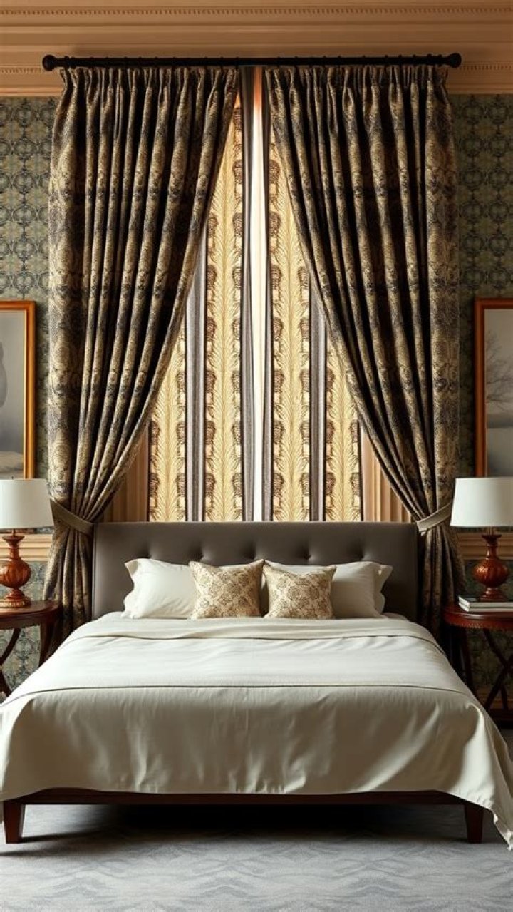 curtains behind bed