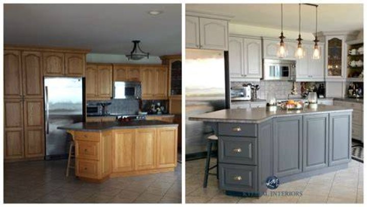 Painted cabinets before and after