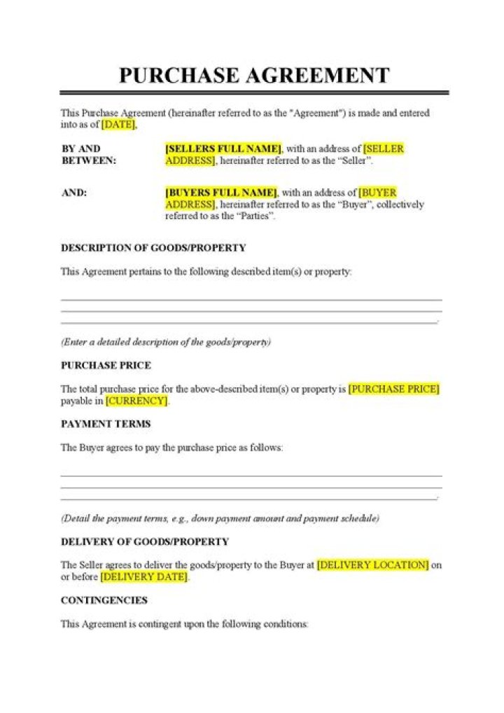 Purchase agreement - How To Discuss